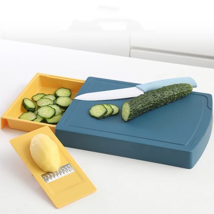 Multifunctional Cutting Board With Vegetable Fruit Shredder With Storage Box